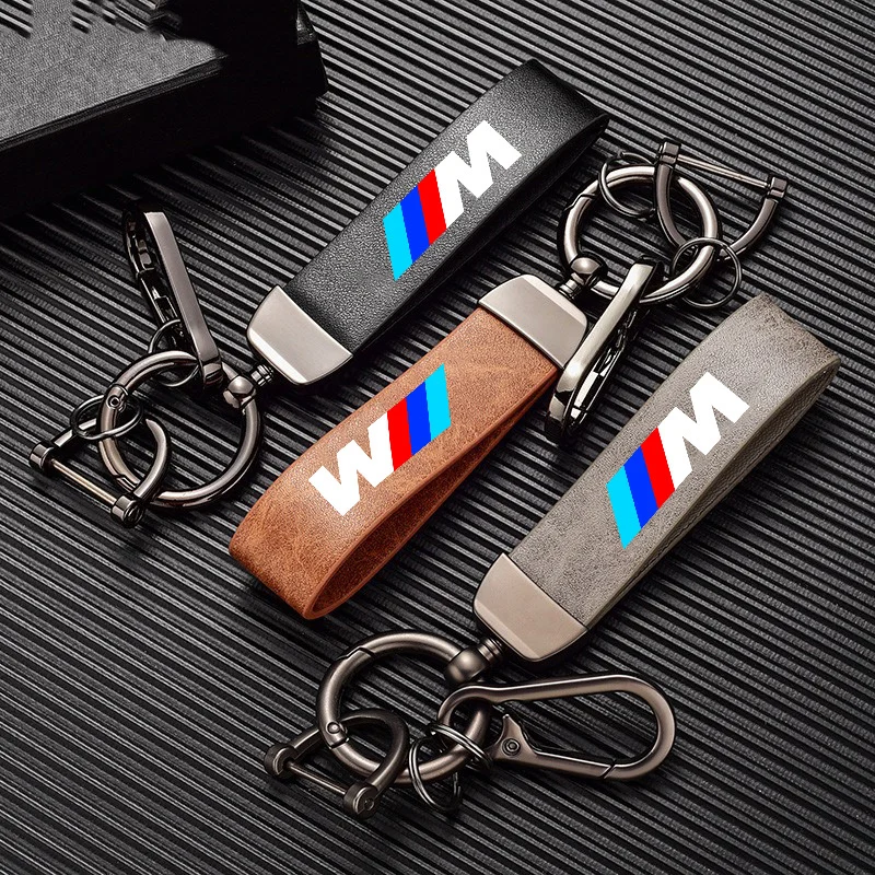 Vintage Leather Car Keychain Horseshoe Buckle Jewelry KeyRing For BMW E46 E90 E60 F30 E39 E36 E87 E92 E91 E10 F20 X5 Performance