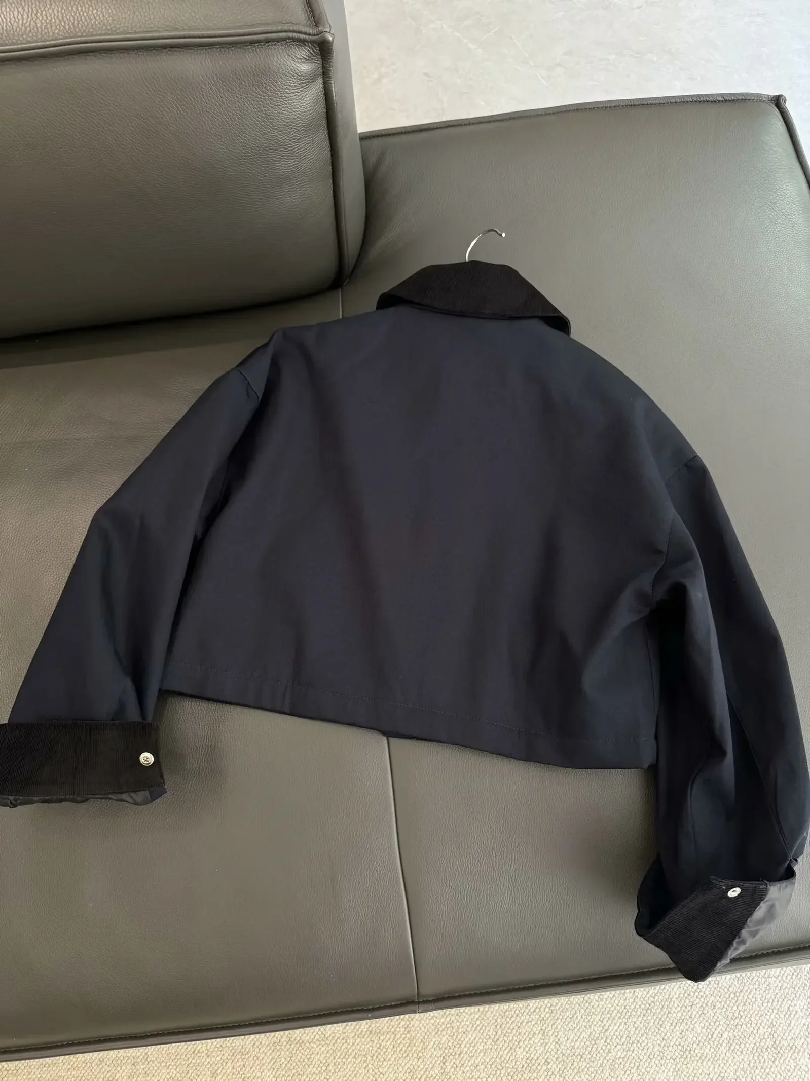 جاكيت نسائي قصير الجانب برباط العنق ، معطف كلاسيكي بأكمام طويلة ، توب أنيق بسحاب ، موضة جديدة