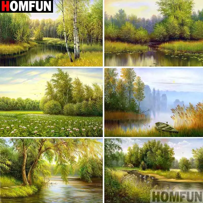 

HOMFUN 5D DIY Diamond Painting Full Square/Round Drill "Landscape map" 3D Embroidery Cross Stitch gift Home Decor Gift A13120