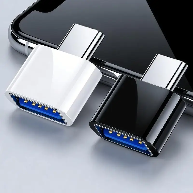 1Pcs USB Female To Type-C Male Fast Charging Adapter OTG USB-C For Smartphones Laptops Car USB To Type-C Adapter