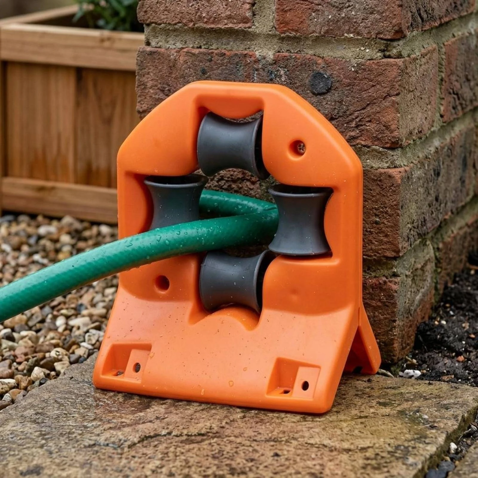 Wall-Mounted Hose Guide Mounting Holes Garden Hose Guide Orange Outdoor Tool