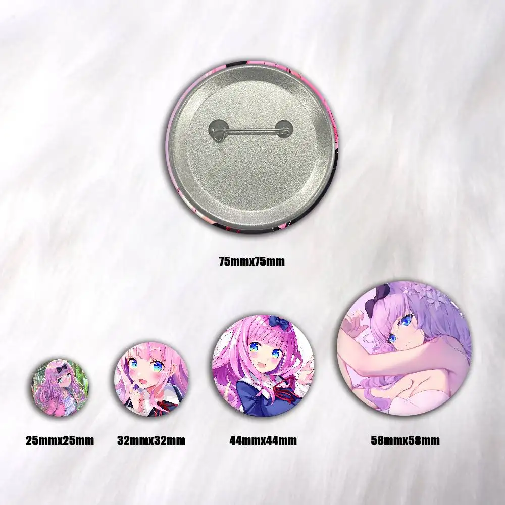 Chika Anime Fujiwara Creative Round Button Badges Cute Pin Brooch for Backpack Clothes Lapel Jewelry Accessories Friends Gift