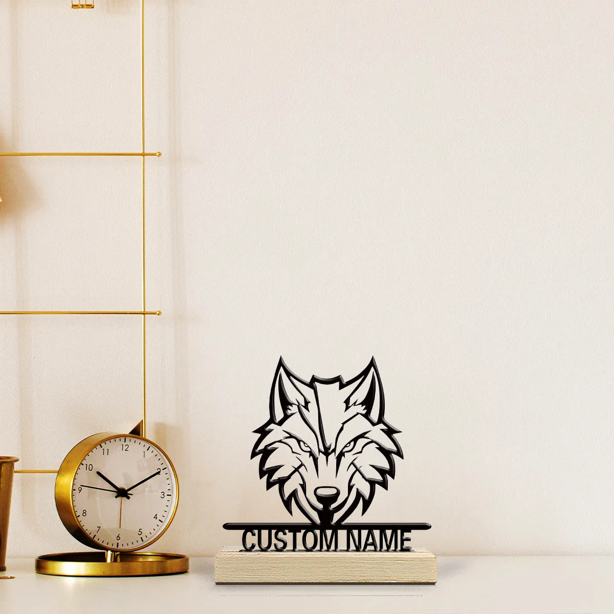 1pc Personalized Desktop Metal Ornaments Custom Content With Wooden Base Home or Office Decorations
