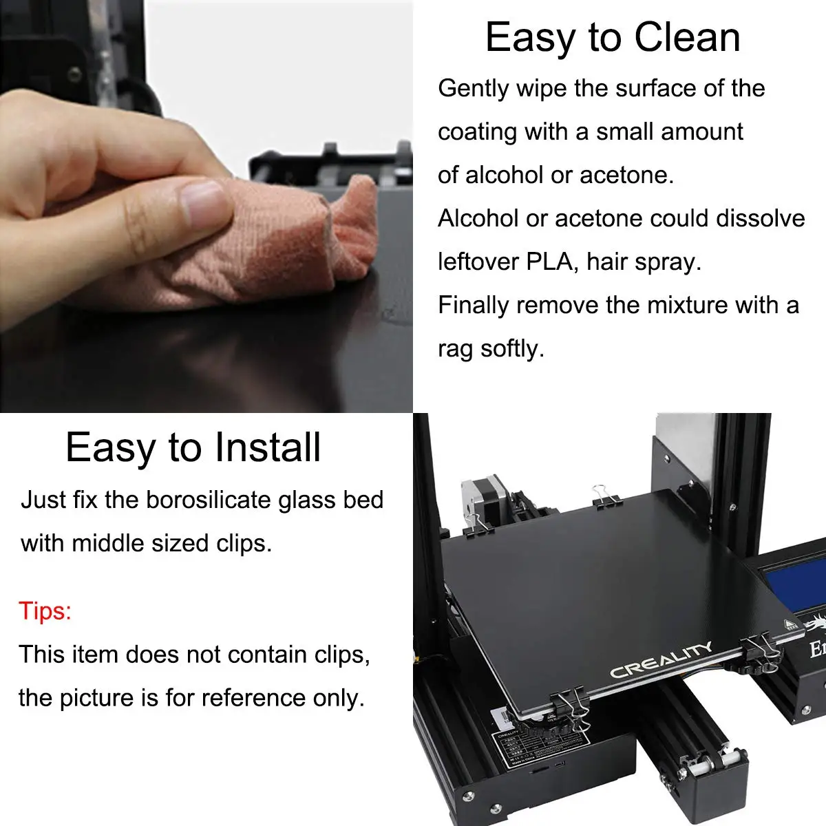 Creality Official Ender 3 Glass Bed Upgraded, High Hardness Durable Glass Platform Tempered Glass Build Plate 3D Printer - view 5