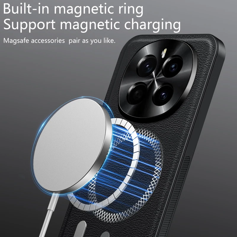 Funda de cuero PU de lujo para Honor Magic7 Pro Magsafe protección de lente magnética cubierta a prueba de golpes para Honor Magic6 Pro Magic5 Pro