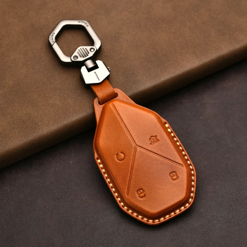 Genuine Leather Protector for BYD Formula Leopard SUPER 5 SUPER 8 SUPER 3 9 Key Case Cover Fob 2
