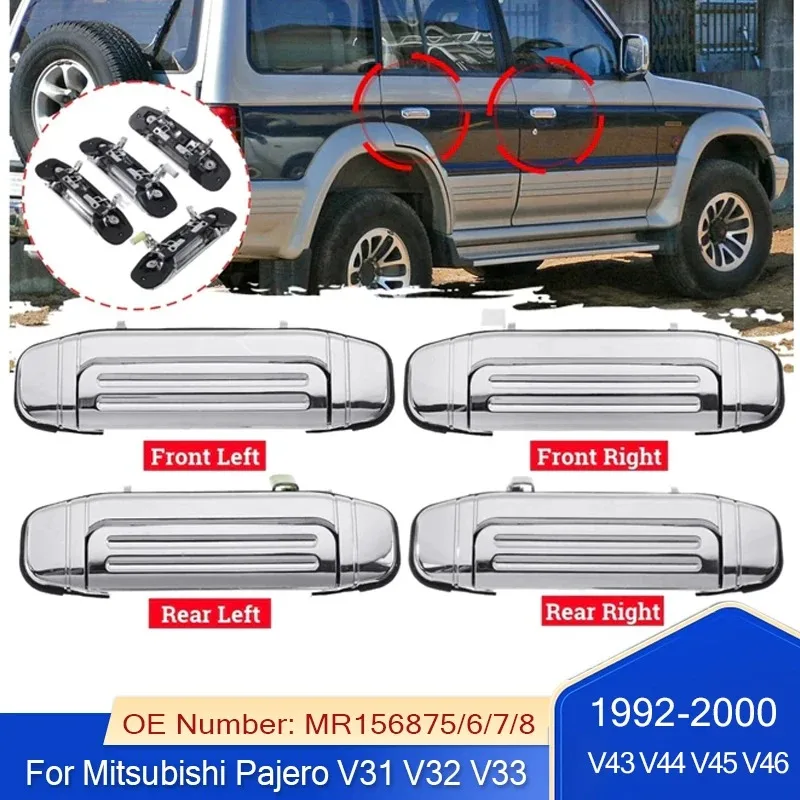 Car Outer Exterior Door Handles Chrome For Mitsubishi Pajero V31 V32 V33 V43 V44 V45 V46 1992-2000 MR156876 MR156877 MR156878