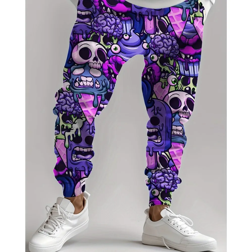 

Fashion Men's 2026 Sweatpants Skull Printed Joggers Slim Fit Pants Casual Lounge Pants With Pockets Autumn Winter Streetwear