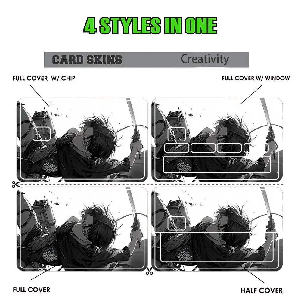 L-Levi A-Ackerman Credit Card Skin Stickers for Bank Card Bus Metro Card Sticker Waterproof Women Gift