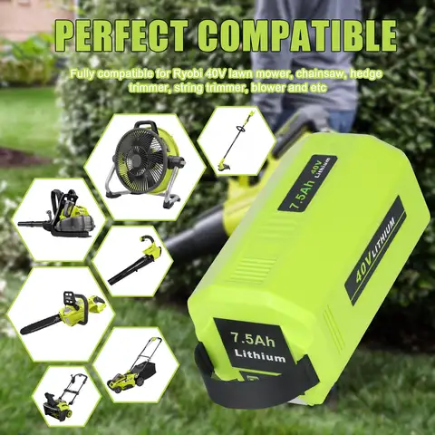 อัพเกรด 7.5Ah 40 โวลต์เปลี่ยนแบตเตอรี่สําหรับ Ryobi 40V OP4075A OP4026 OP4060 OP4050 OP4040 OP4030