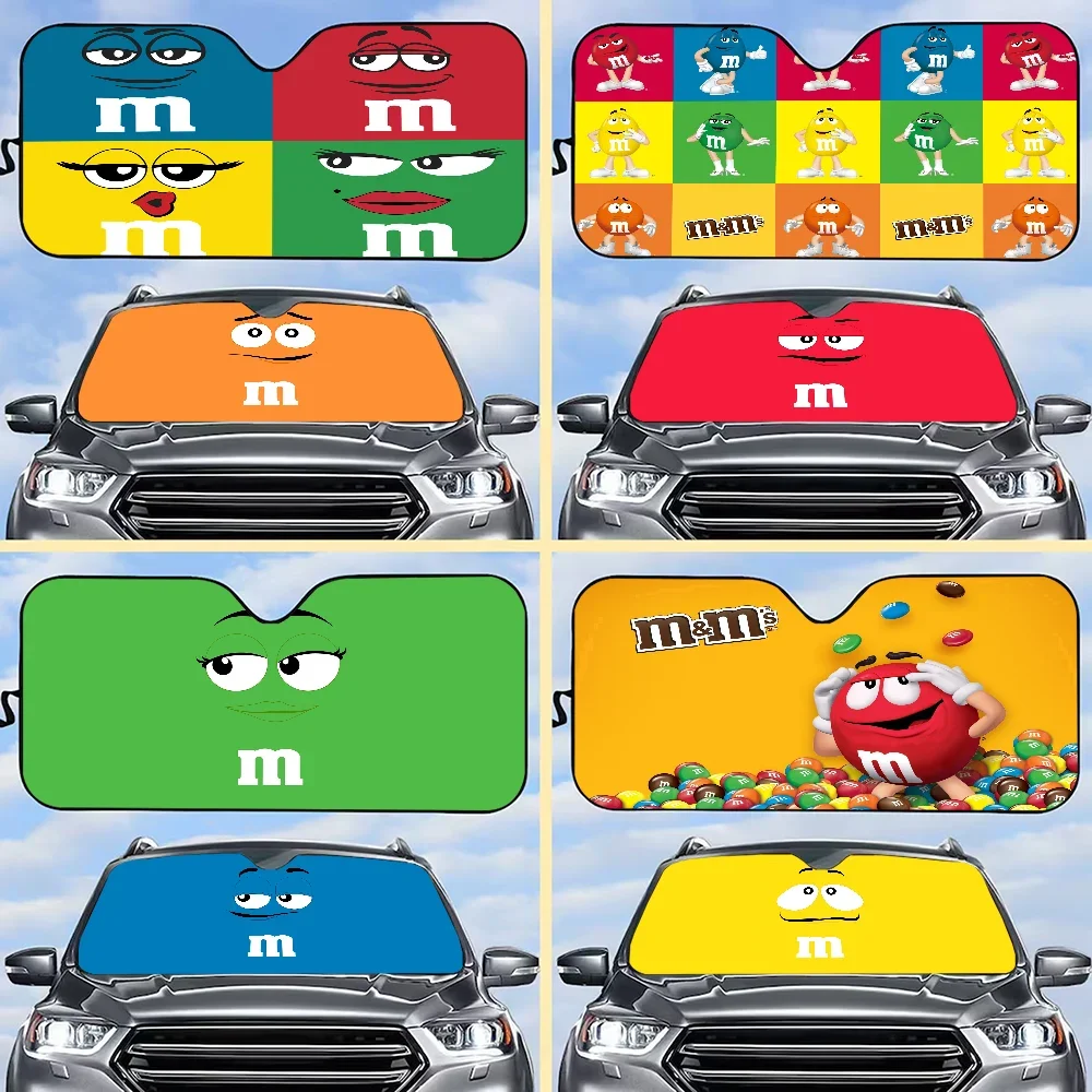 M & Ms الشوكولاته ساخنة الزجاج الأمامي ظلة نافذة السيارة غطاء الزجاج الأمامي الشمس الظل السيارات الشمس قناع سيارة يغطي