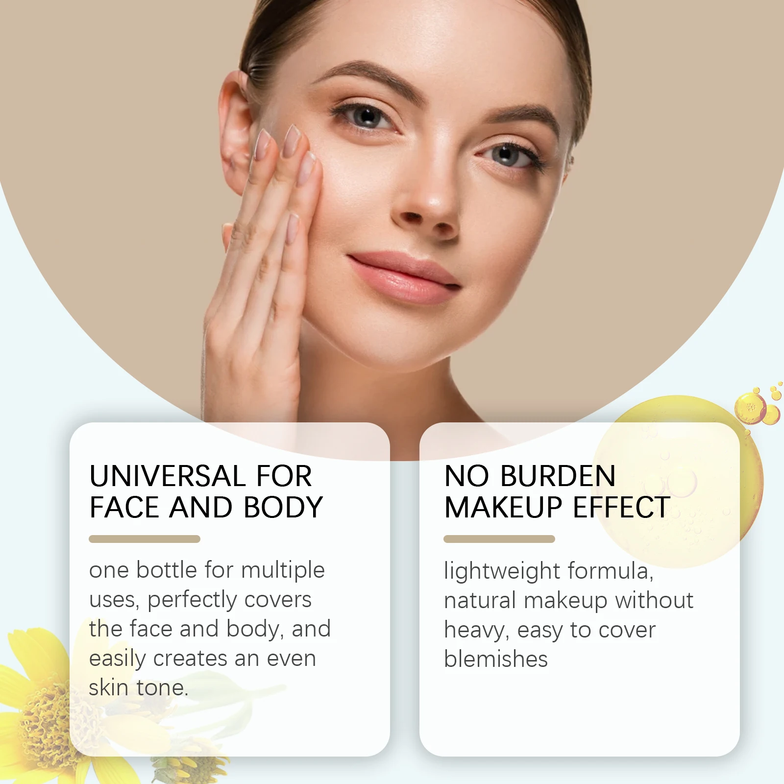 Crema correttore Fondotinta con finitura naturale a lunga durata Copertura completa Contorno delle imperfezioni Illumina il trucco del viso 4 colori Impermeabile