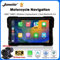 Jansite-Monitor portátil para motocicleta, pantalla de 5/7 pulgadas, Carplay, DVR, navegación GPS, inalámbrico, Android, Auto, IPX7