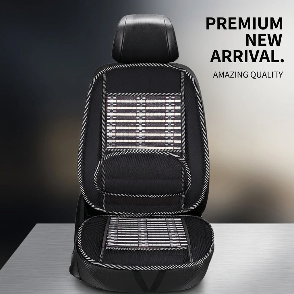 Car Seat Cushion Summer Cooling Ice Silk Breathable Steel Wire Mesh Pad Universal Fit for Cars Trucks SUV Black 1PC