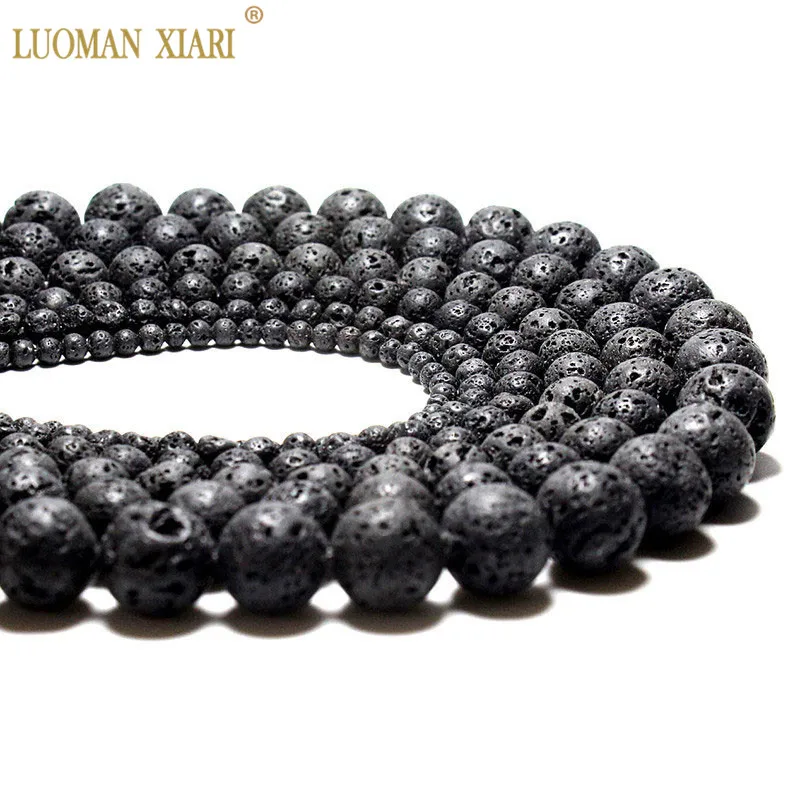 Groothandel DIY Zwarte Vulkanische Lava Kralen Ronde Natuurlijke Lava Kralen Vulkanische-steen Vorm Kralen voor Sieraden Maken 4 -14mm