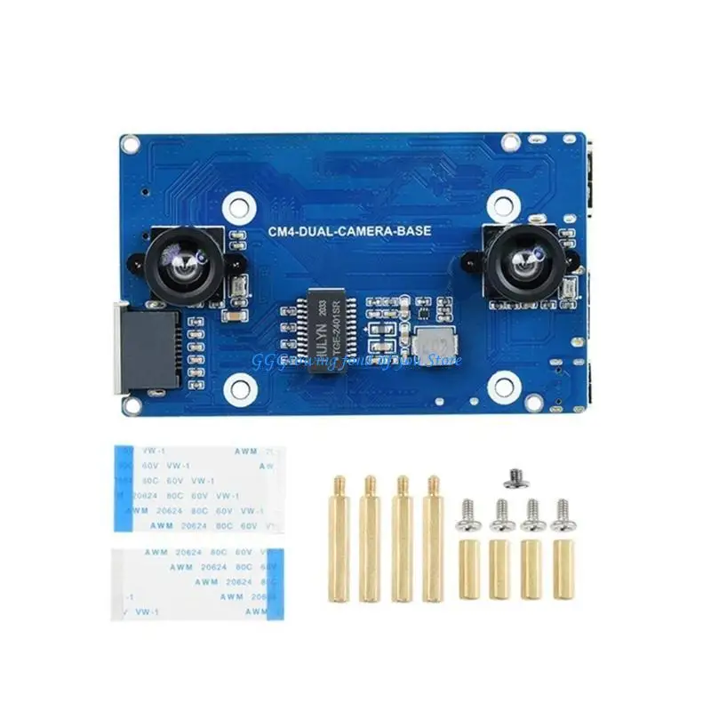 

H9EB Binocular Camera Base Board for RPi Compute Module 4 Camera Expansion Board Double 8MP Camera 4K Gigabits Communication