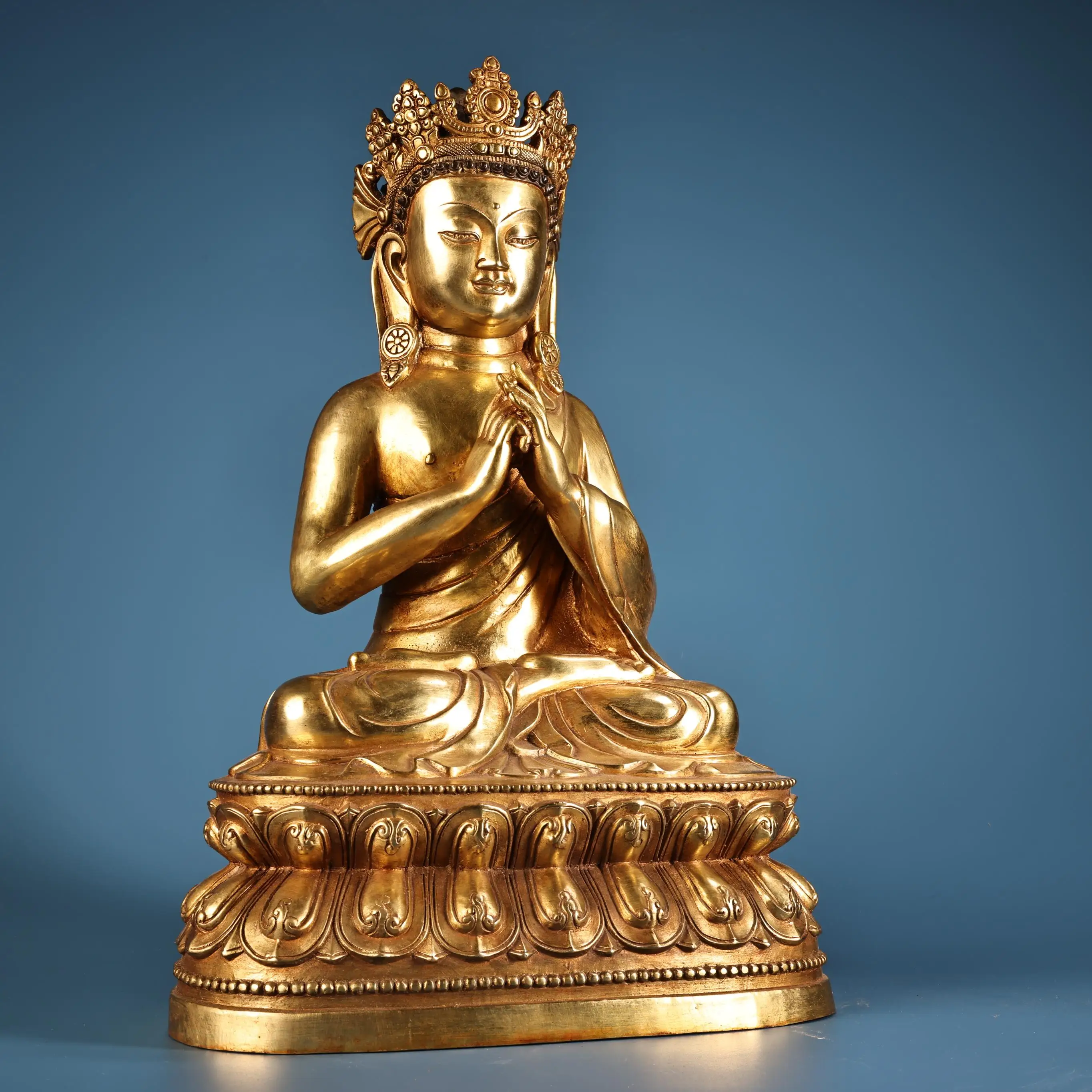 

19"Old Folk Bronze Gilded haut-relief Parinirvana Dipamkara Shakyamuni Lotus Buddha Terrace Worship Hall