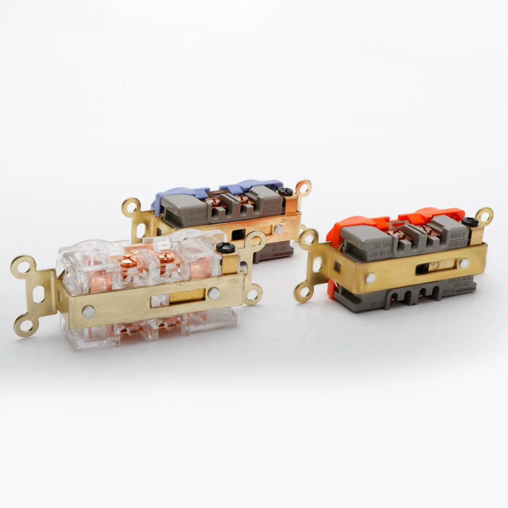 2pcs Power Socket HIFI 20A US AC Power Receptacle Socket Red copper distributor Plug Black/Red/Orange/White