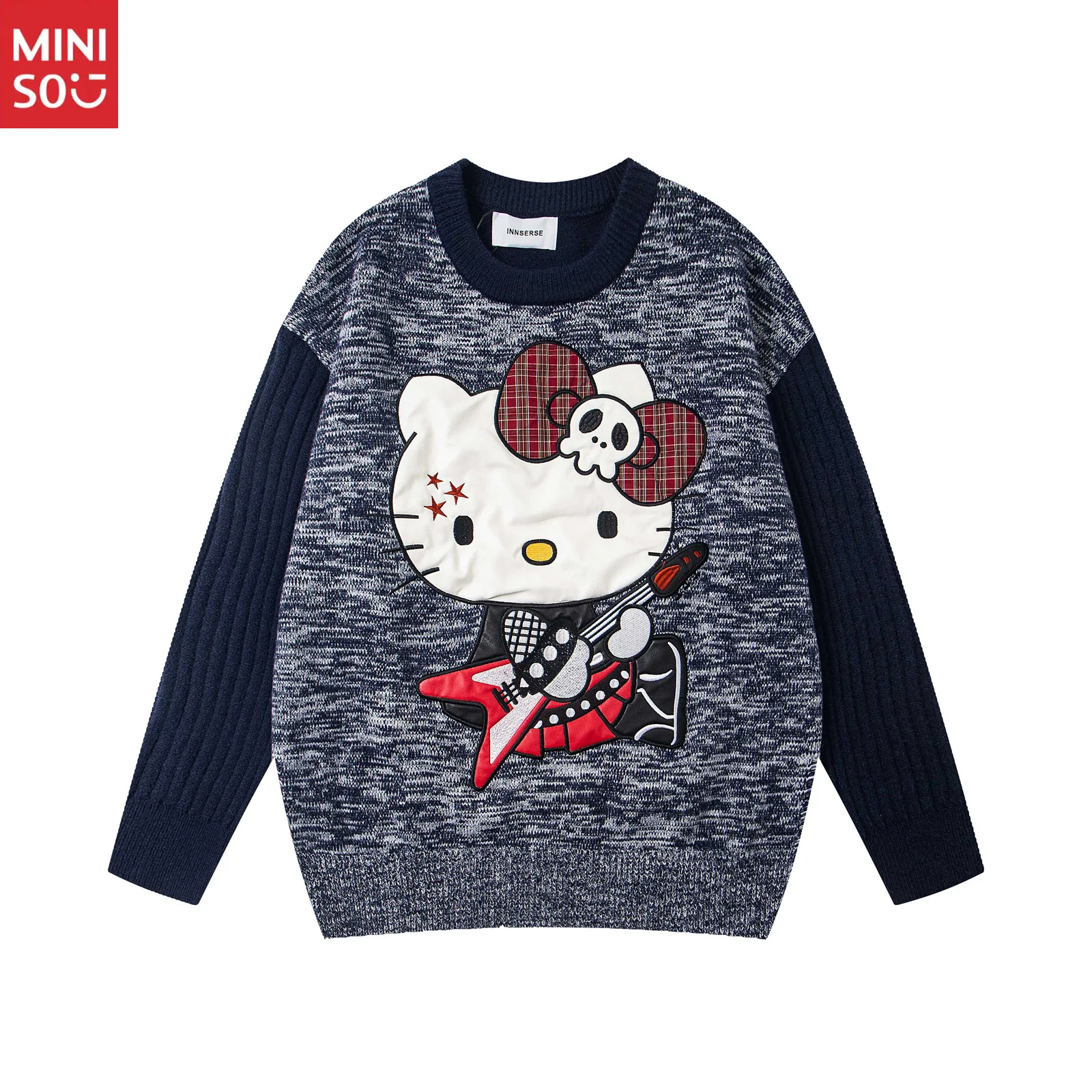 

Свитер Hello Kitty Miniso 2025 — пуловер для пар в американском стиле ретро с вышивкой