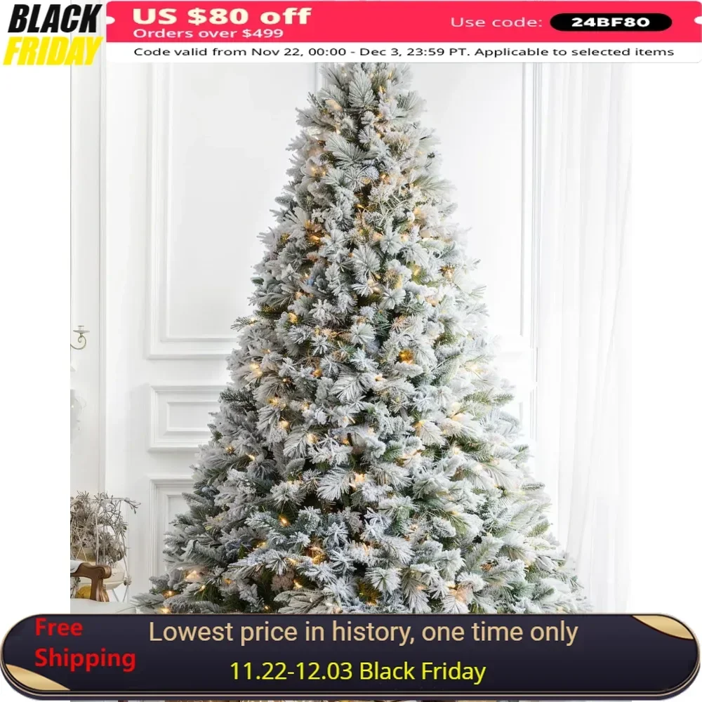 

10FT Christmas Tree Spruce, 1000 Warm White Clear Lights, Xmas Tree Hinged/Feel Real/Realistic for Home, Holiday Decoration