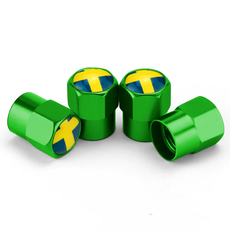 4PCS Sweden Flag Car Wheel Tire Valve Caps Tyre Stem For Volvo Skoda BMW Subaru Toyota Honda Volkswagen Ford Hyundai Nissan