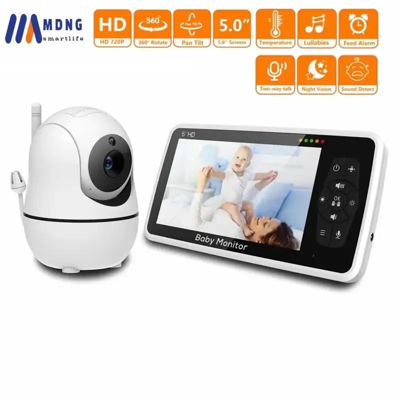 

HD 5.0 Inch Video Baby Monitor with Camera Babyphone Protable Monitor 22Hrs Battery Security Protection Mother Kids Bebe Cameras