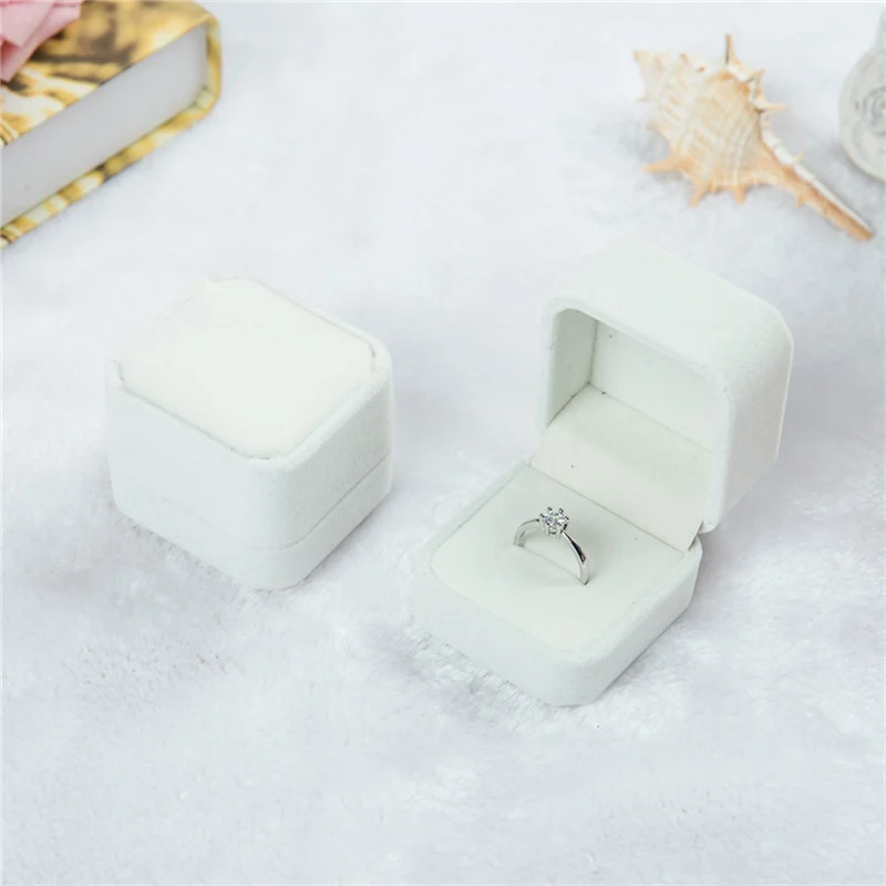 Abgerundete Flanell Ring Box Beflockung Schmuck Box Ring Stud Abzeichen Lagerung Box Ring Schmuck Organizer Organizador De Joyas – Detail 9