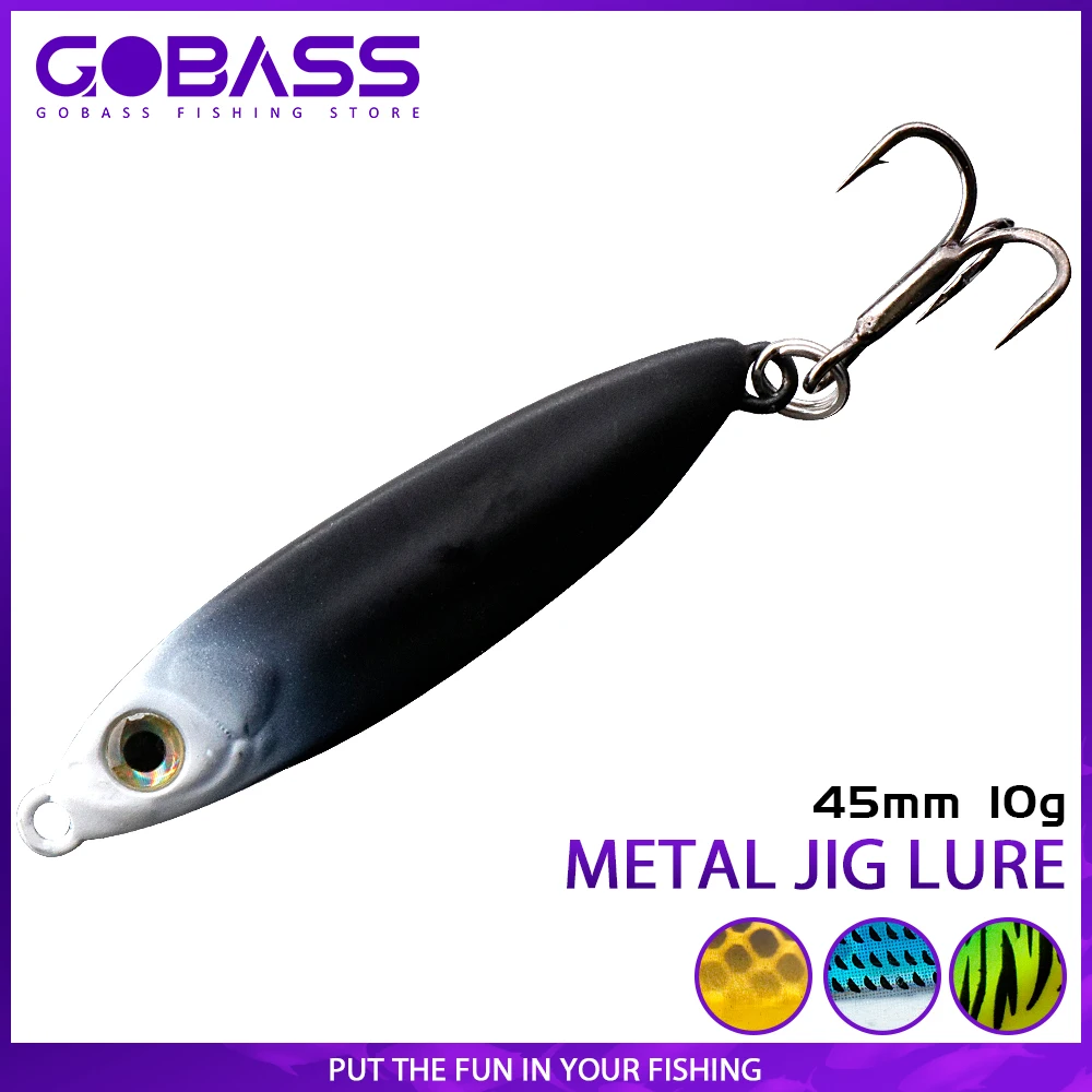 GOBASS Metal Jig Spoon Fishing Lure 45mm 10g VIB Artificial Bait Casting Slow Jigging With Single Hook Small Hard Sequins Tackle