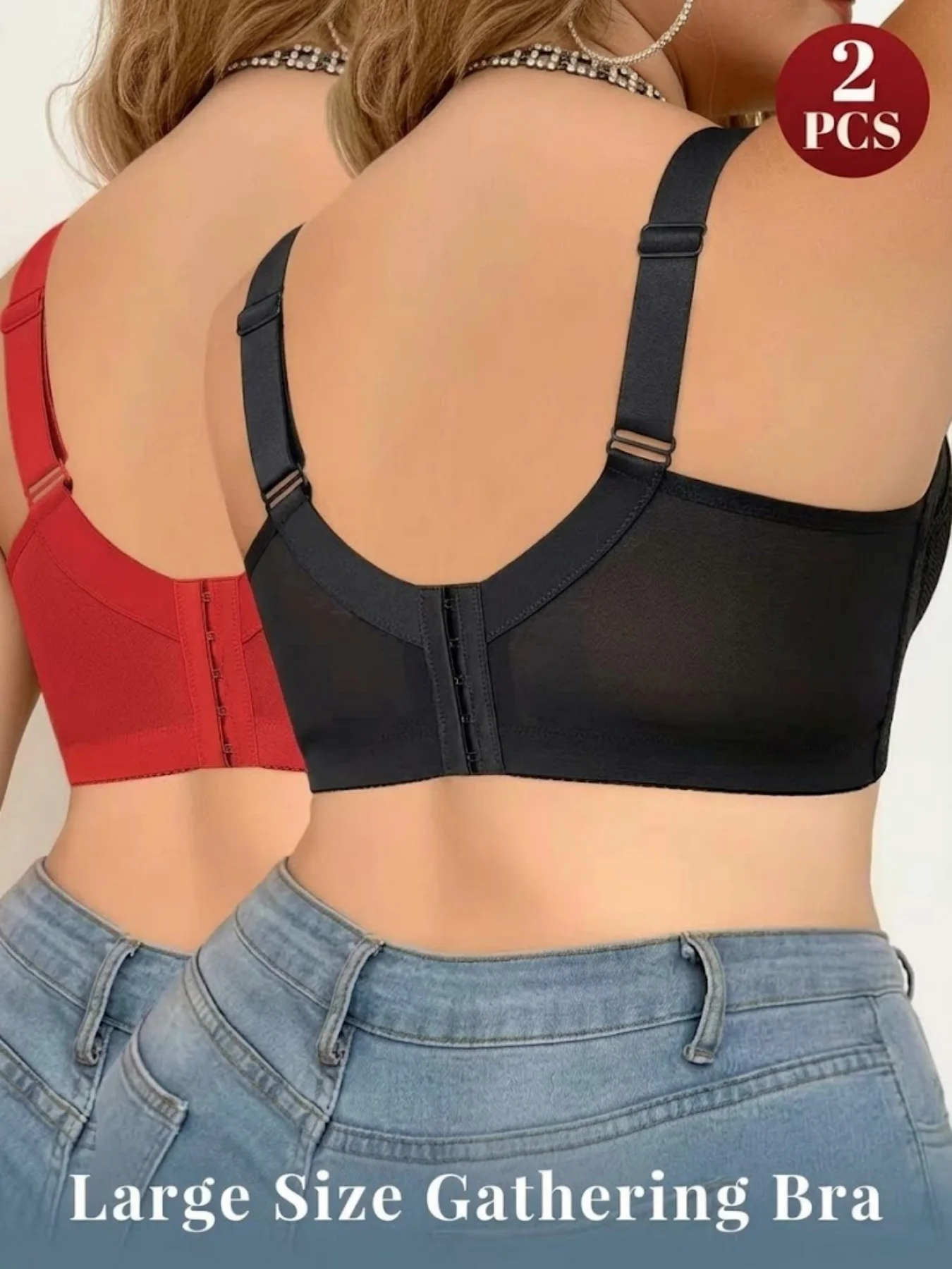 2PCS 2026 Spring/Summer Hot selling Sexy Lace Women's Large Multi functional Comfortable Chest Tightening Underwear