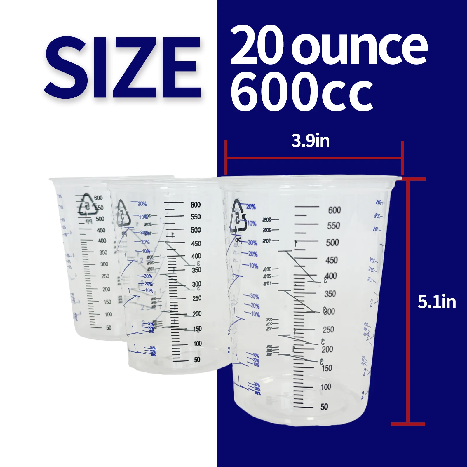Pack of 15 20oz Disposable Measuring Cups with 5 Strainer Funnels and 5 Stirrers, Suitable for Baking, Color Mixing, Pigments