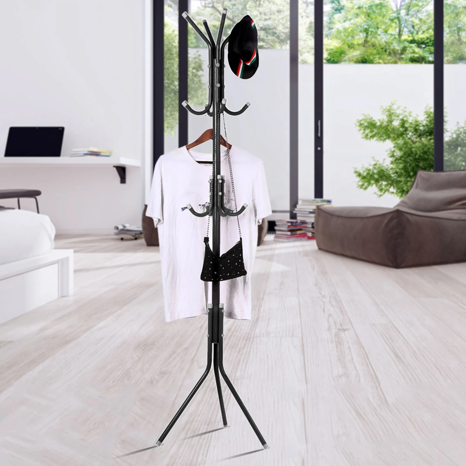 Coat Clothes Stand Multi Hook Metal Coat Hat Rack Tree Stand Clothes Bag Hanger Organizer for Home Bedroom Coat Hat Tree Stand