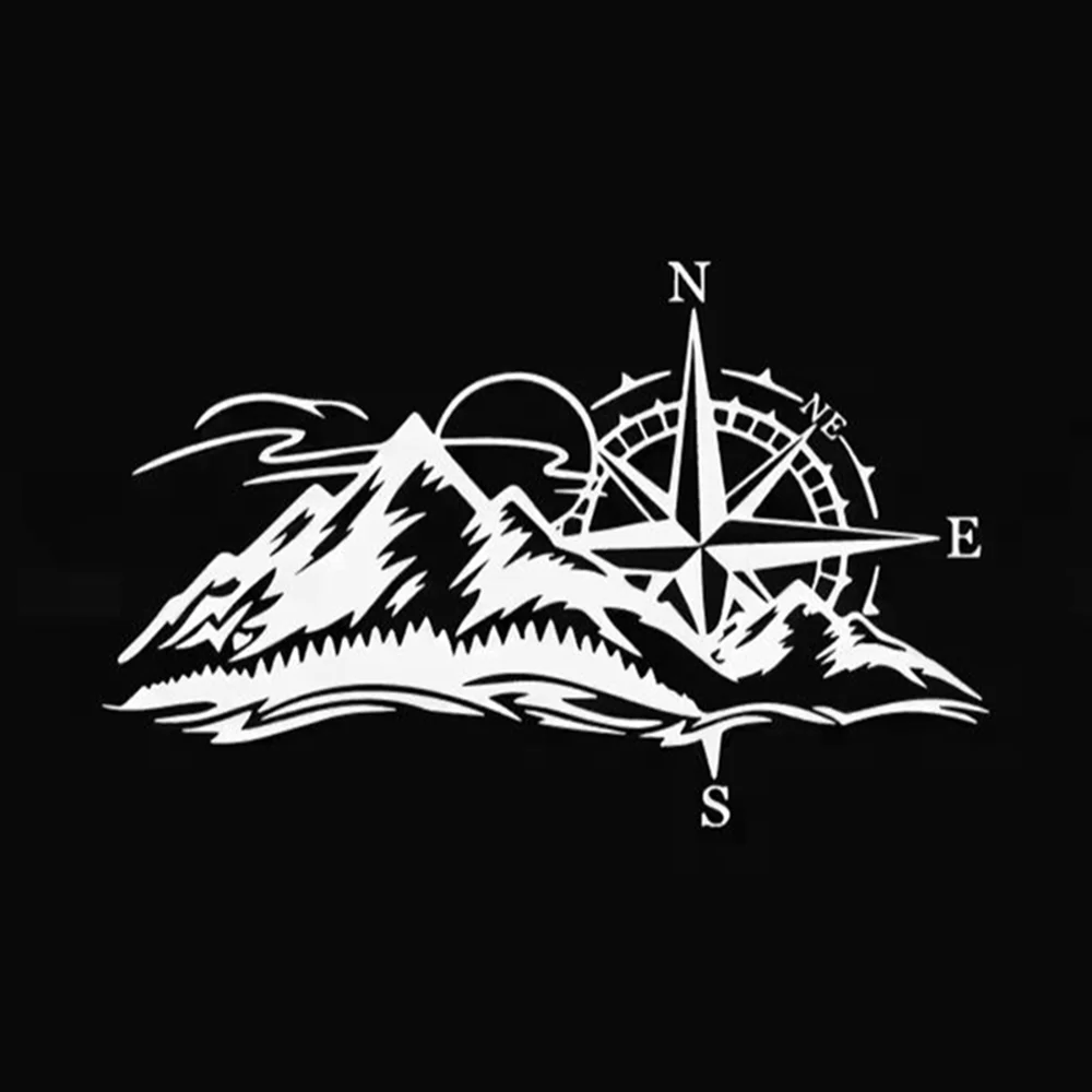 Evening Breeze Compass Peak Vinyl Decal, Creative Cartoon Style Sticker for Car Truck Motorcycle Laptop, Removable Decor
