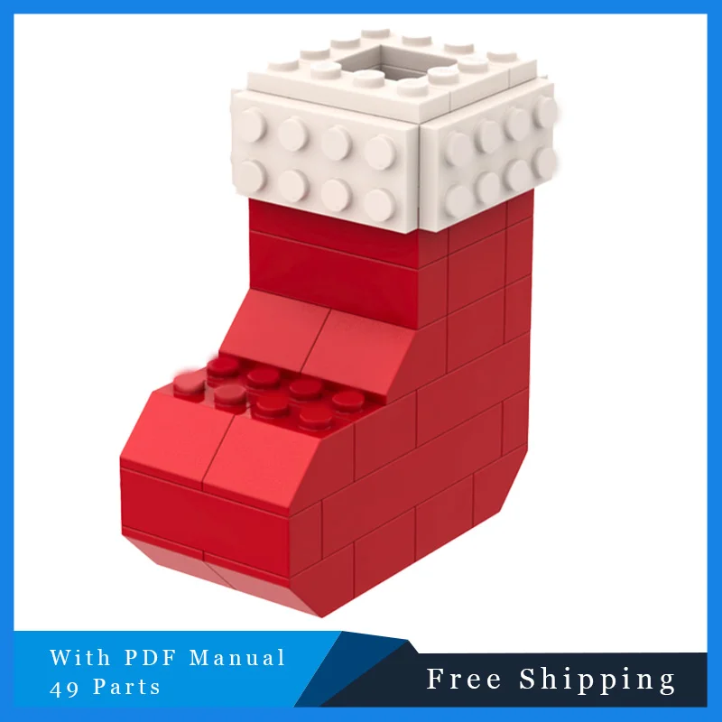 

49 шт. классические красные рождественские носки, технологические модульные популярные строительные блоки, модель, детский набор игрушек-головоломки «сделай сам», Рождественский подарок