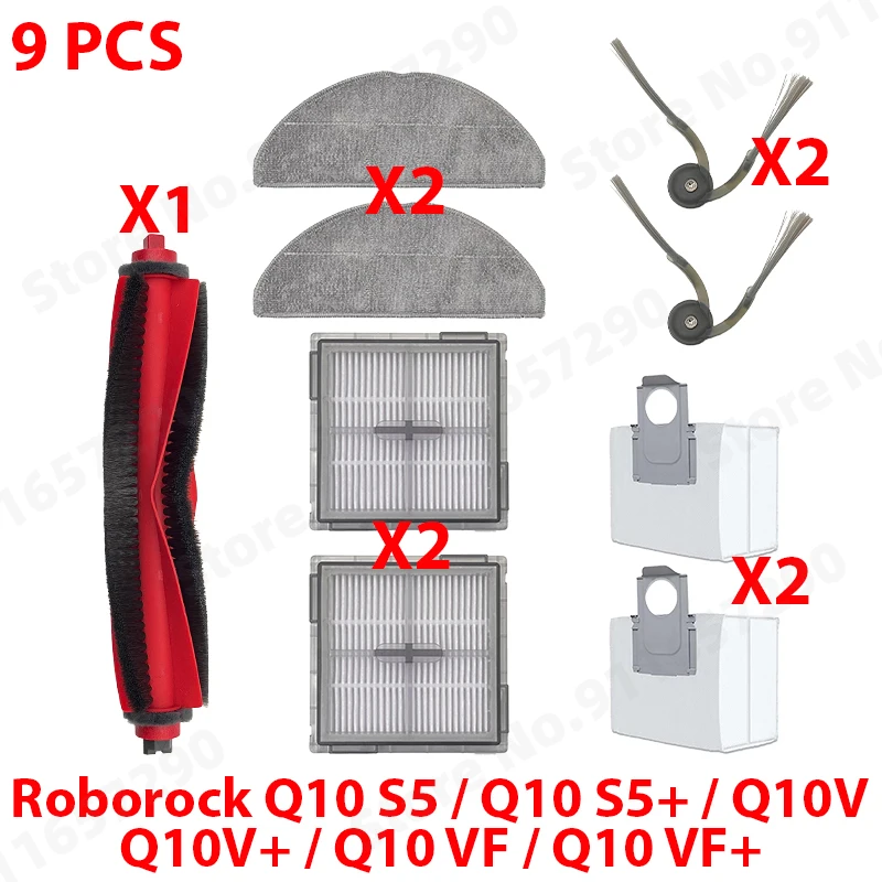 Voor Roborock Q10 S5 / Q10 S5+ / Q10V / Q10V+ / Q10 VF / Q10 VF+ Onderdelen Hoofdborstel Hepa Filter Stofzak Stofzuiger Accessoires