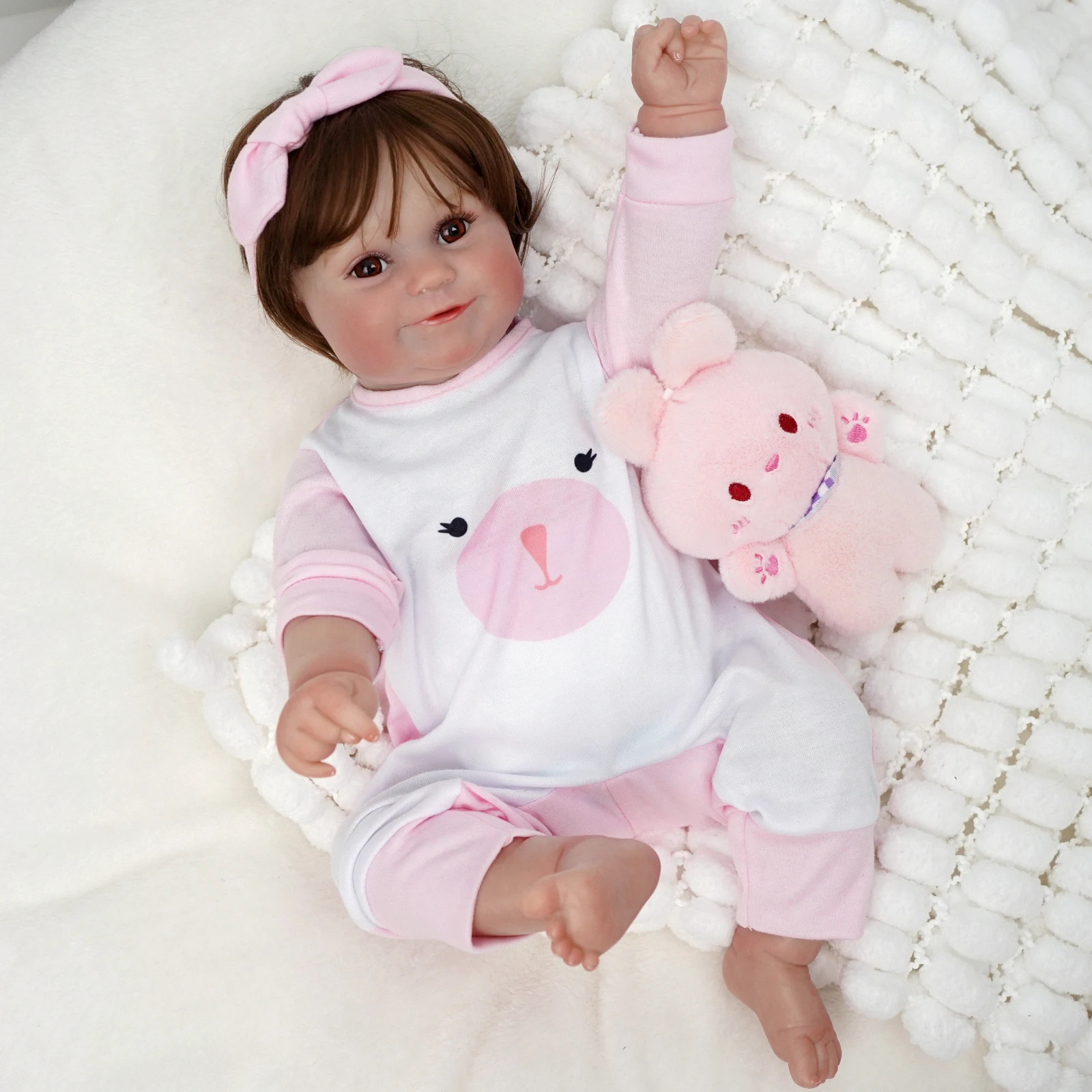 BRASTOY Reborn Reborn Baby Doll Painted Realistic 48cm Girl Pigs Silicone Body, Sent from Brazil