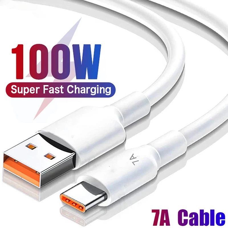 7A 100W USB Type C Super-Fast Charge Cable for Huawei P40 P30 Fast Charing Data Cord for Xiaomi Mi 13 12 Pro Oneplus Realme POCO