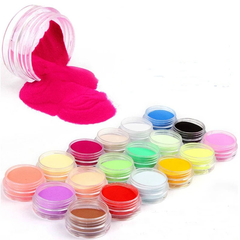 18colors/Set Acrylic Powder Colorful Nail Dipping Powder Nail Art Glitter Pigment Dust Powder Manicure Professional Supplies Set