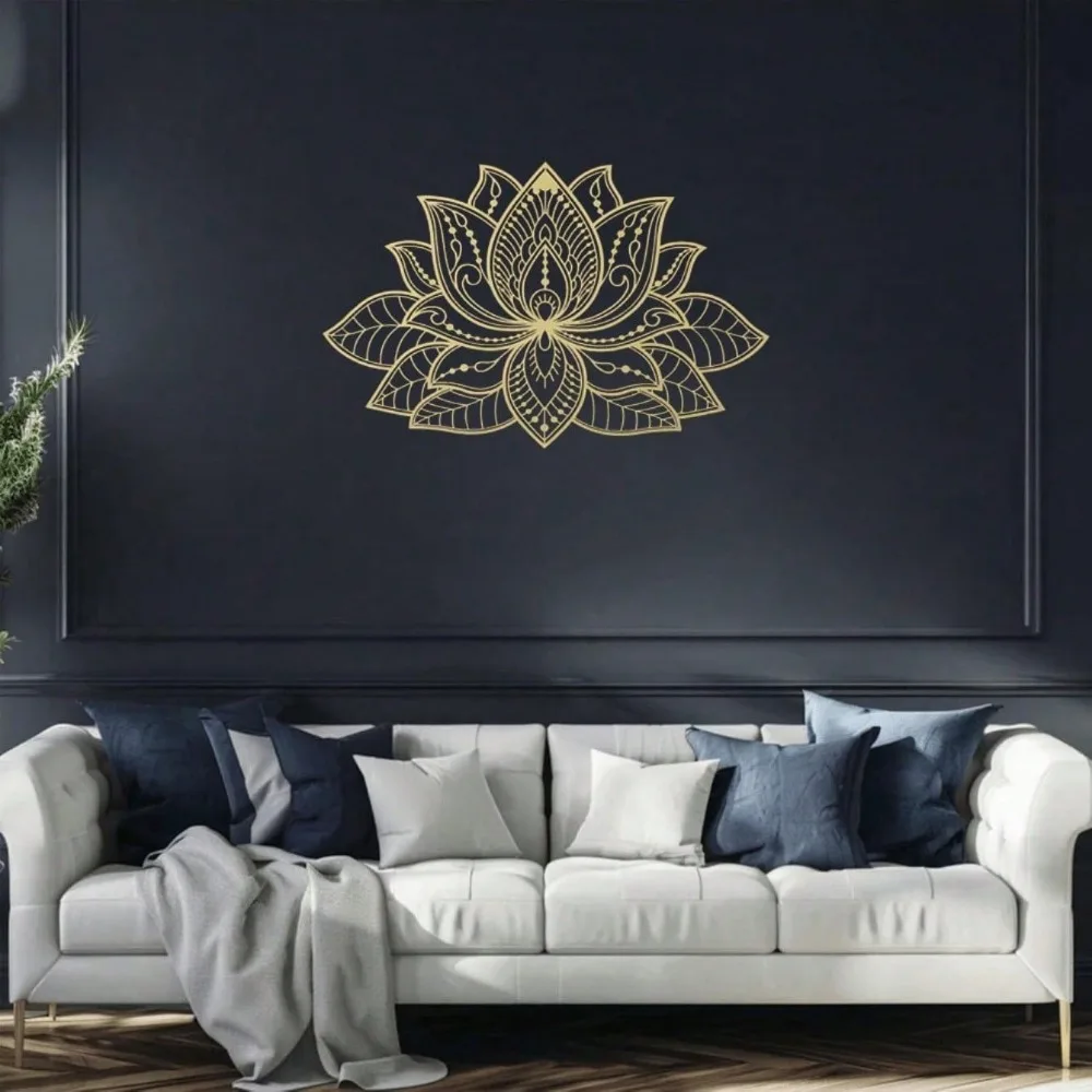 CIFBUY Radiant Lotus Mandala Iron Wall Art Metal Sculpture Rust Proof Outdoor Home Garden Hanging Decor Gift Plaque Sign