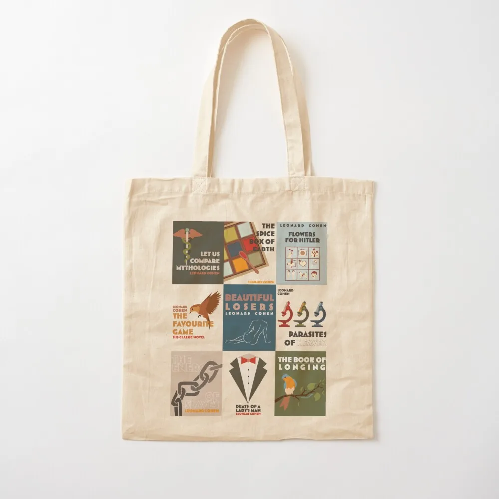 

Books of Leonard Cohen minimalist poetry art Tote Bag