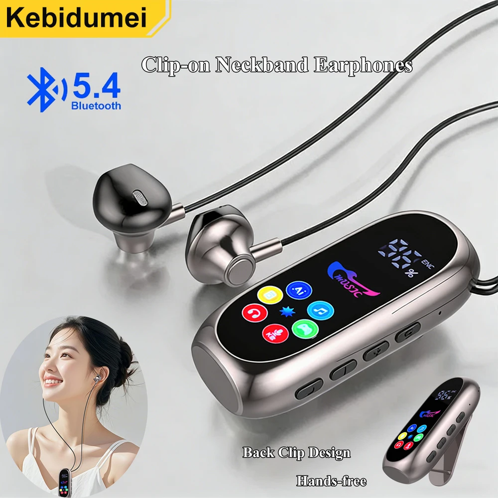 KEBIDUMEI Bluetooth5.4 Clip-on Earphones K-song Ear Return LED Screen Card Insertion/Bluetooth Earphones Ultra Long Battery Life