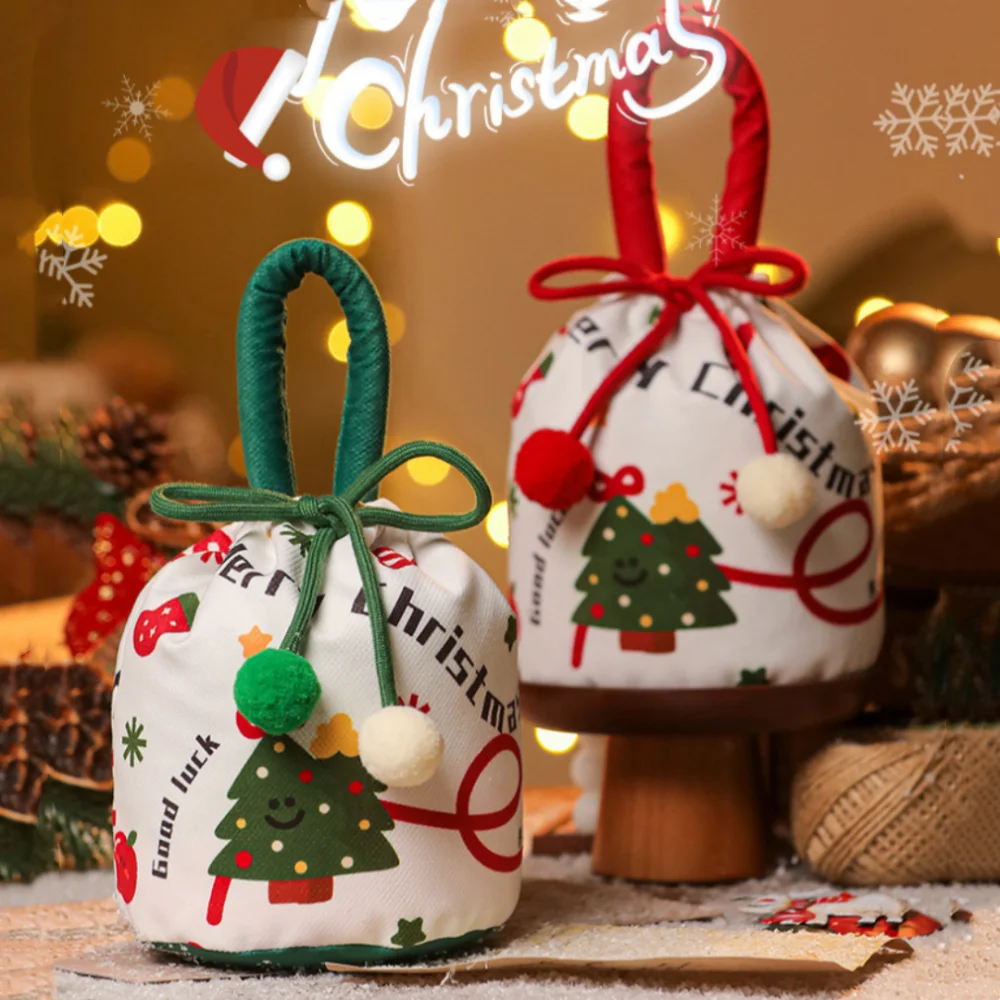 Cartoon Candy Bag Lightweight Drawstring Bags  Packaging Box Charming Christmas Gift Bags For Christmas Eve Parties
