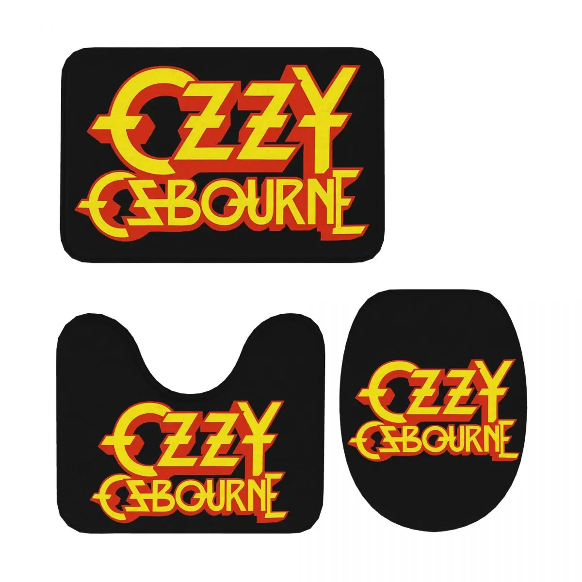 

Ozzy Osbourne Merch Prince Of Darkness 3-х предметный коврик для ванной комнаты, набор для ванной комнаты, крышка для унитаза, домашний декор, нескользящий ковер, напольный ковер