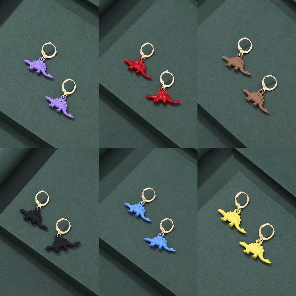 

Lost Lady Cartoon Colorful Resin Dinosaur Pendant Earrings For Women Fashion Trend Ladies Birthday Party Gift Jewelry Wholesale