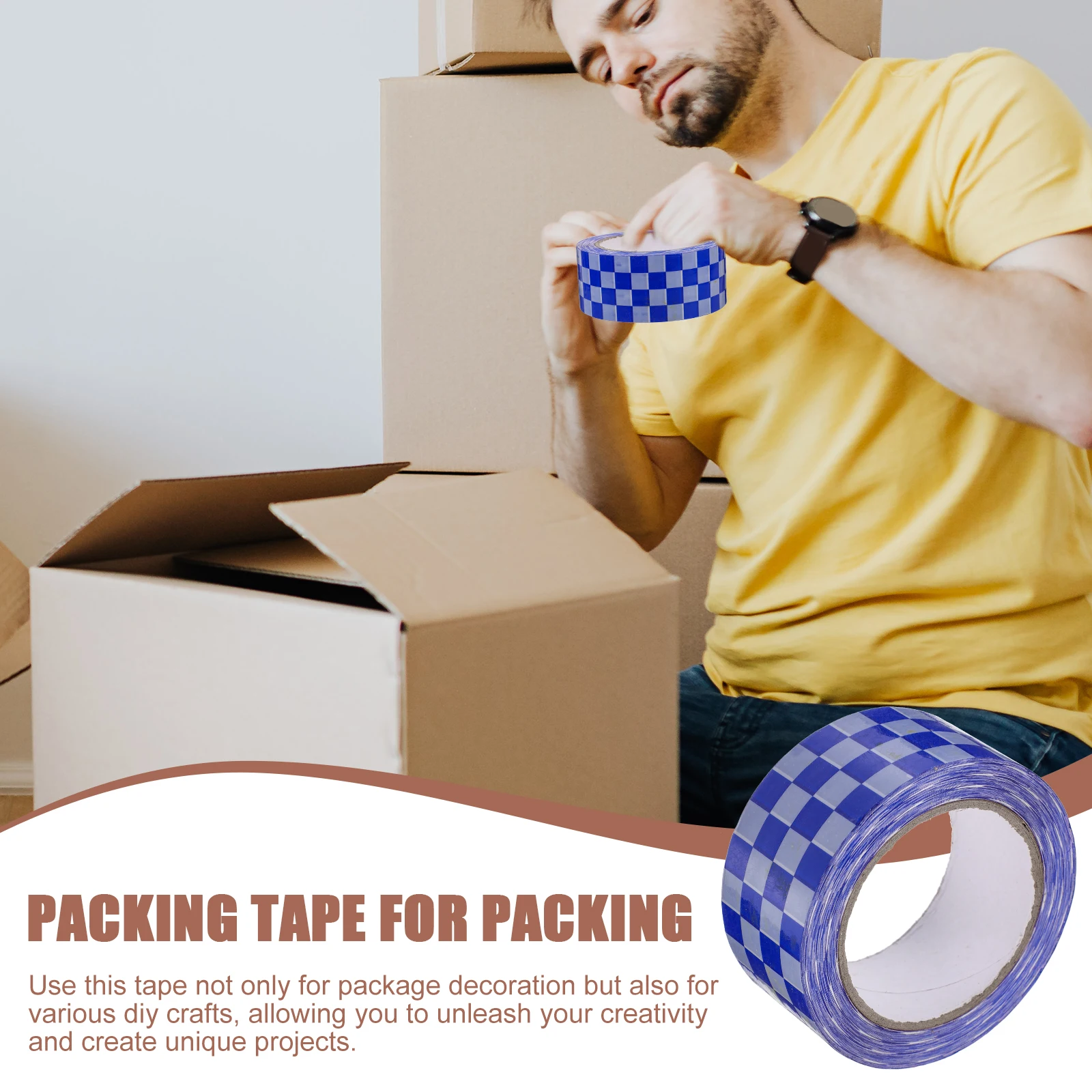 

2 Rolls Plaid Masking Tape Sealing Package for Shipping Gift Bopp Packing Boxes