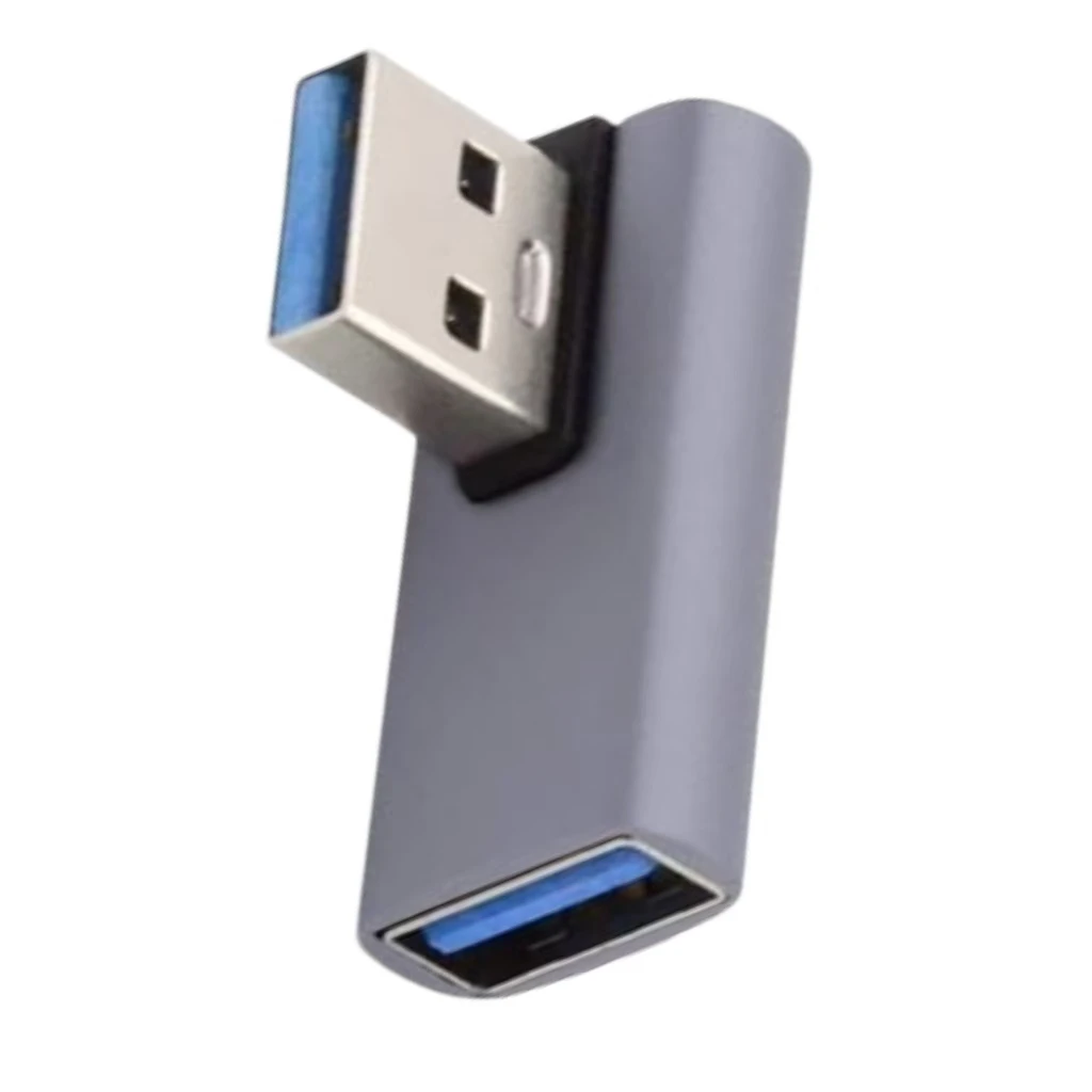 90-Degree Right-Angle USB 3.0 Type-A Male to Female Extension Adapter for Laptops and Desktop PCs