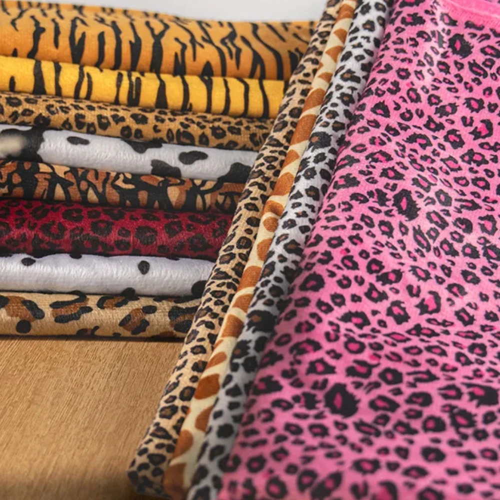 Imitation Animal Pattern Short Plush Fabric Animal Print Tiger Leopard Zebra Cow Spotted Fabric Wild Man Costume Diy Toy Fabric