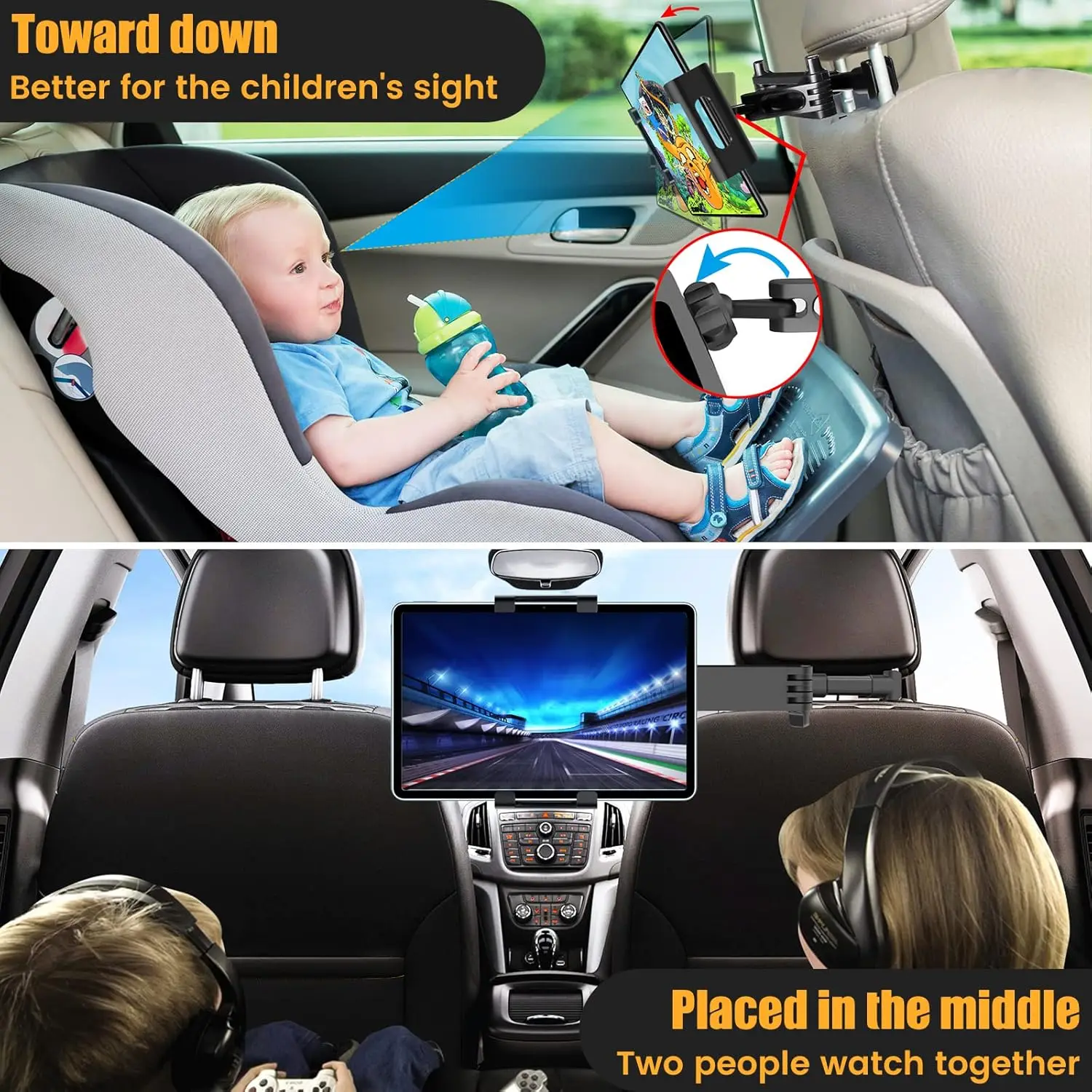 Newest Car Tablet Holder Back Seat Headrest Mount For iPad Air Mini Pro 4-13 Inch 360 Rotation Rear Pillow Phone Clamp Stand
