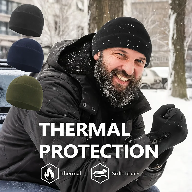 Winter Warm Beanies Windproof Thickened Plush Bicycle Helmet Lined Skull Caps Anti-Cold Thermal Running Jogging Cycling Caps