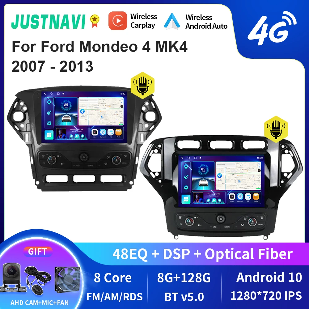 

JUSTNAVI QT10 Android 10.0 For Ford Mondeo 4 MK4 2007-2013 Stereo Car Radio Multimedia Video Player GPS Navigation Tape Recorder