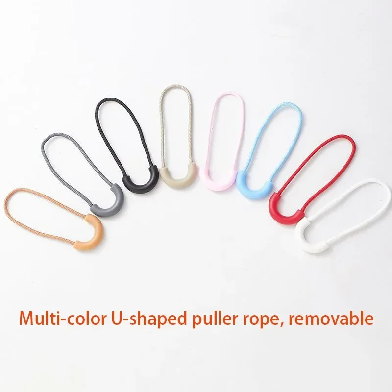 20pcs-U-shaped resin pull head Pull rope Detachable zipper accessories Non-slip zipper buckle Black pull end rope